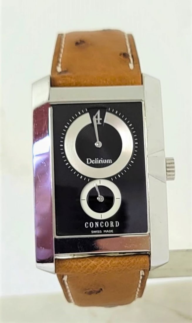 Solid & Heavy 18k White Gold Mens CONCORD DELIRIUM-La Nuit Watch 60 N5 1460.1: Solid & Heavy 18k White Gold Mens CONCORD DELIRIUM-La Nuit Jump Hour Watch 60 N5 1460.1 This Men's Concord watch is Swiss made. Great present for yourself or someone you love as well as for vintage co