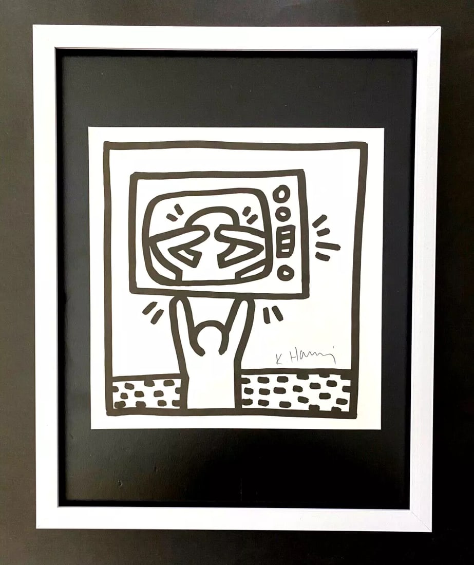 Keith Haring | Vintage Print Signed | Mounted & Framed in White | Buy it Now (1 of 2)