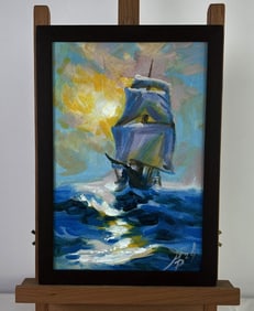 Acrylic painting Sunset Journey Mykhailo Patskan