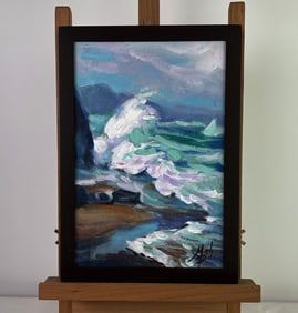 Acrylic painting Raging sea waves Mykhailo Patskan