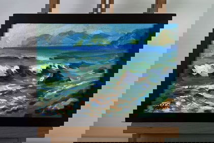 Acrylic painting Stormy waves Mykhailo Patskan