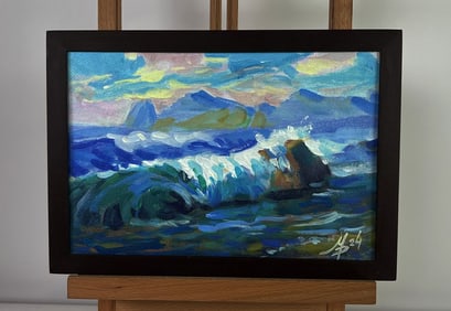 Acrylic painting Sea wavy breeze Mykhailo Patskan