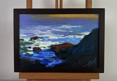 Acrylic painting The fusion of sunset and sea Mykhailo Patskan