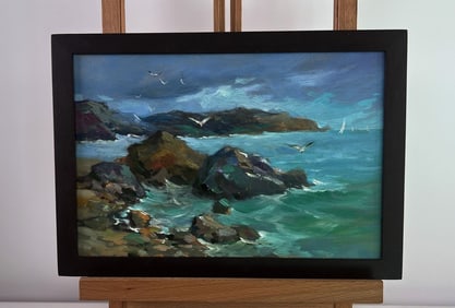 Oil painting A sea storm is approaching Yuriy Suprunchuk