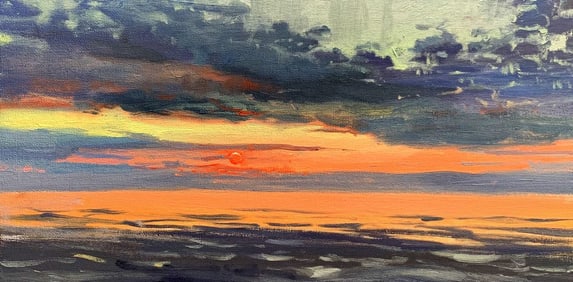 Oil painting Sunset at sea Tatyana Derdey