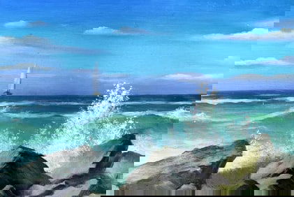 Oil painting Sea waves Mykhailo Burdylo