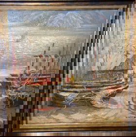 Oil painting Fishing boats Shary Anatoly Ivanovich