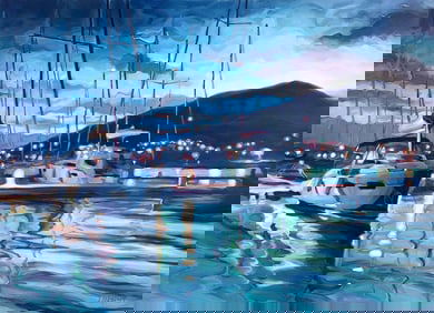 Oil painting Dawning sea Procach Olesia