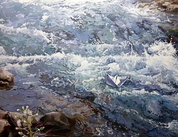 Oil painting Against the stream Varvarov Anatoly Viktorovich
