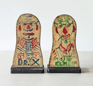 Pair of Carnival Knock Downs Elmer & Dr X Signed