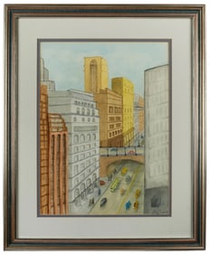 Vintage Watercolor on Paper of “42nd St. NYC”