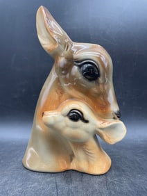 Vintage Royal Copley Vase Planter Deer And Fawn 1950s