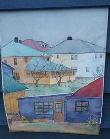 1950 Houses great colors Watercolor student art