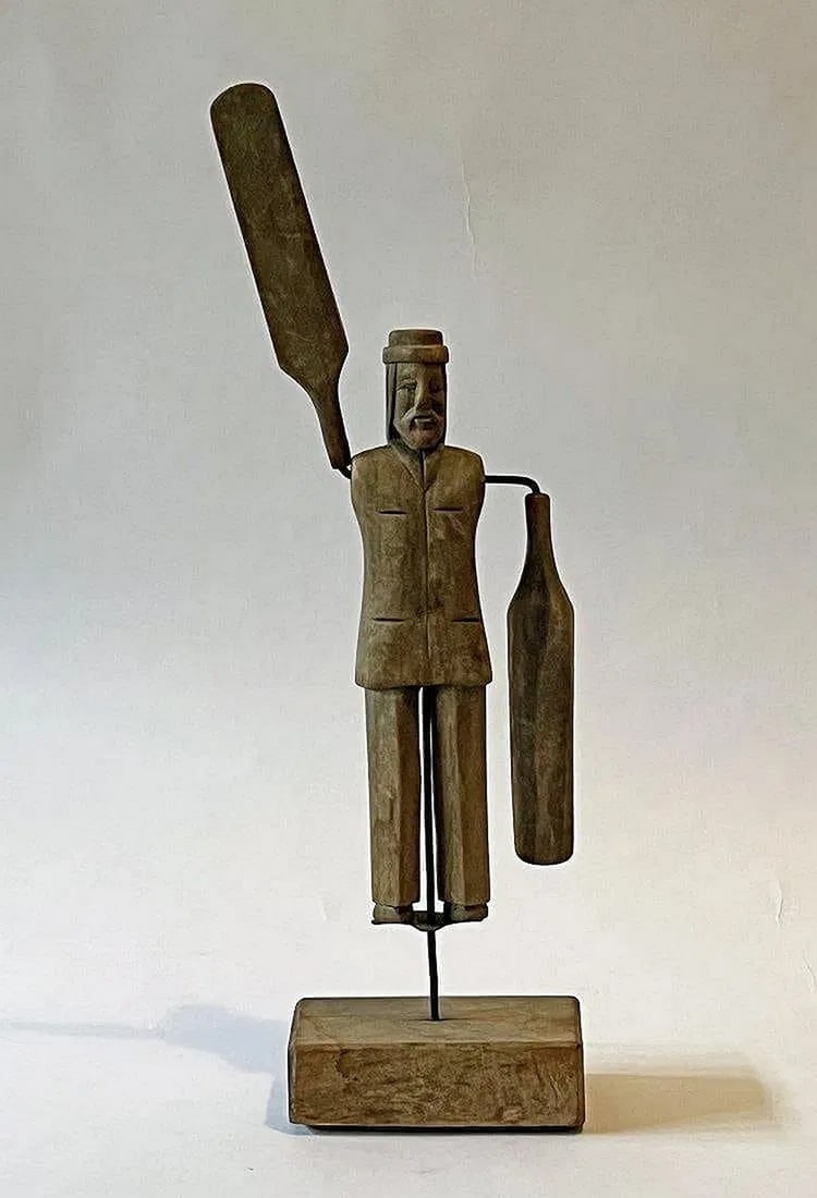Folk Art Whirligig - Man with Paddles (1 of 6)