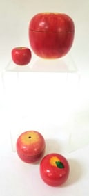 4 painted wood candy containers