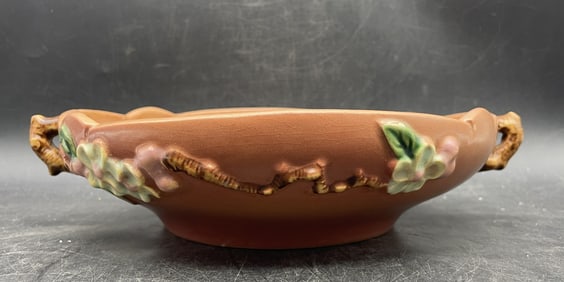 Roseville Pottery Apple Blossom 328-8, Double Handled Console Bowl