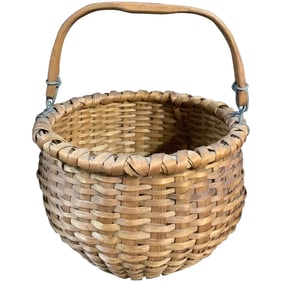 19th Century Round Swing Handle Splint Basket