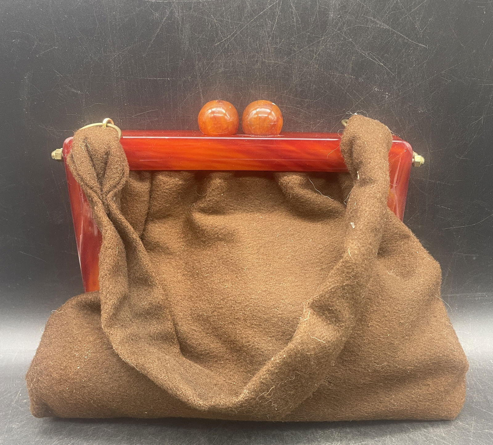 Vintage Bobbie Jerome Black Purse Handbag w/ Tortoise Bakelite Frame (1 of 8)