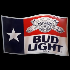 Rare Vintage Bud Light Texas Flag Metal Sign
