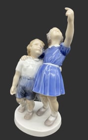 Bing and Grondahl Copenhagen Denmark Porcelain Figurine Throw Back The Ball