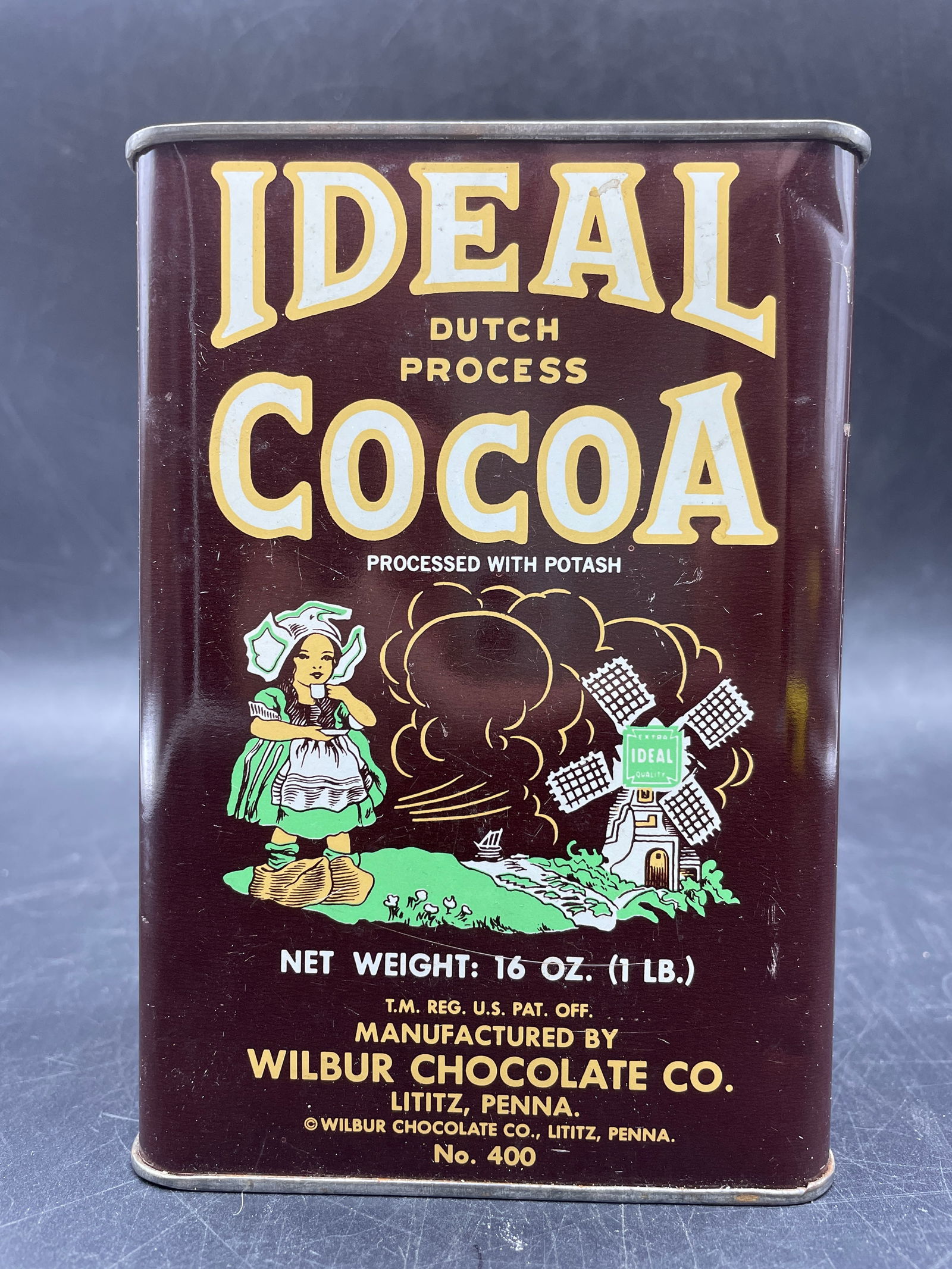 ANTIQUE IDEAL COCOA TIN LITHO CAN WILBUR CHOCOLATE CO LITITZ PA GROCERY STORE (1 of 8)