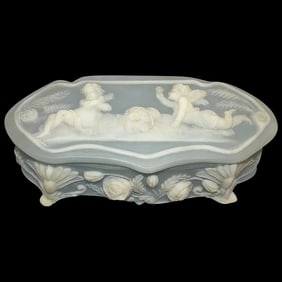 Genuine Incolay Stone Jewelry or Trinket Box