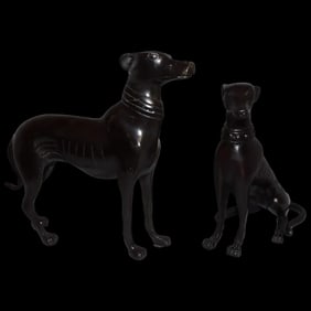Pair of Greyhound Figurines Statues