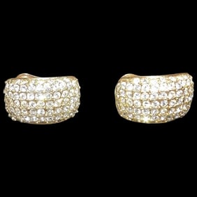 Vintage Roman Gold Tone Rhinestone Clip on Earrings