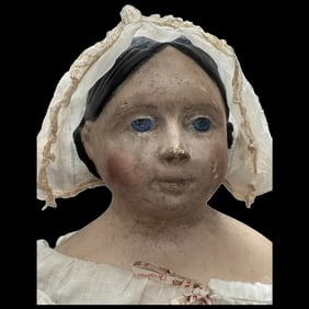 Antique Doll Bonnet Cream Sheer Lace Dutch French Victorian Ivory White