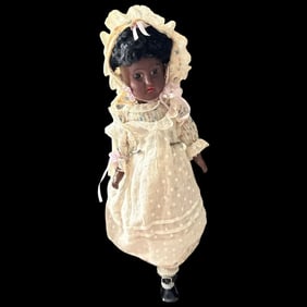 Antique fleischmann & bloedel 13" black French doll