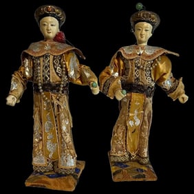 Antique Asian Opera Dolls oriental King & Queen