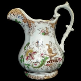 Antique R W & B (Robinson Wood & Brownfield) Stoneware Pitcher -1838-41