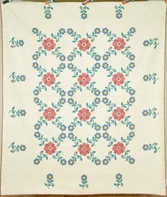 30's Floral Applique Quilt, Daisy Border