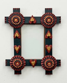 Exceptional Polychrome Tramp Art Frame
