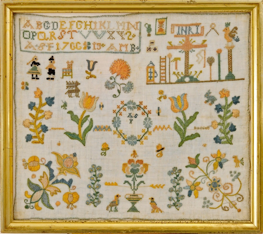 Needlework Sampler dated 1766 - Initialed ASF (1 of 4)