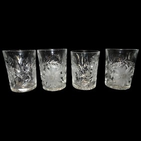 American Brilliant Cut Whiskey Glasses- Floral Cut