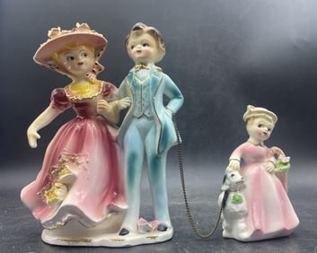 Vintage Victorian Family Walking Poodle Japan