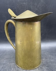 Rustic PRIMITIVE Metal Tinned Copper PITCHER Hinged Lid