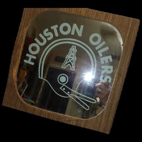 Vintage Defunct NFL Houston Oilers Logo Mirror