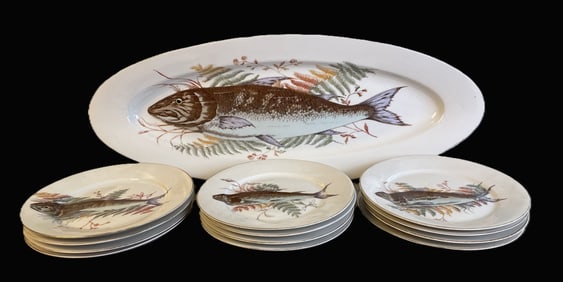 Austrian Fine Porcelain Fish Service