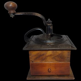 Imperial Arcade Mfg. Co. Wood and Cast Iron Coffee Grinder in Working Order
