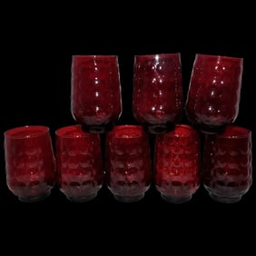 Anchor Hocking Ruby Red Bubble Ice Tea Glasses