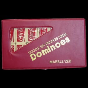 Coca Cola Red and White Marbleized Professional Sized Dominoes NOS