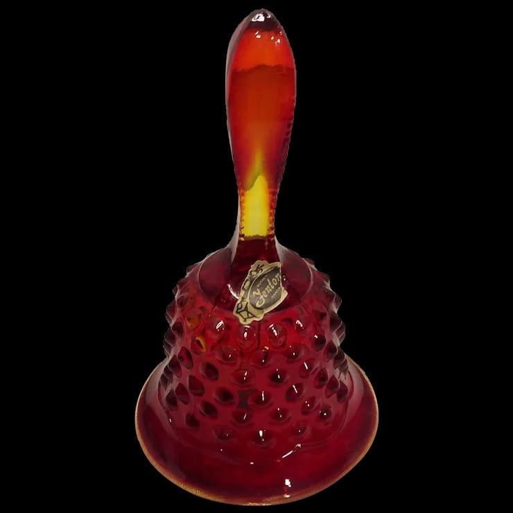 Fenton Amberina/Ruby Hobnail Glass Bell (1 of 5)
