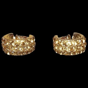 Elegant Dress Rhinestone Gold Tone Clip on Earrings