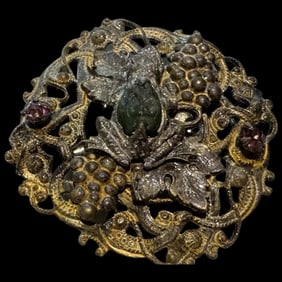 Antique Frog 19thc Brooch Brass