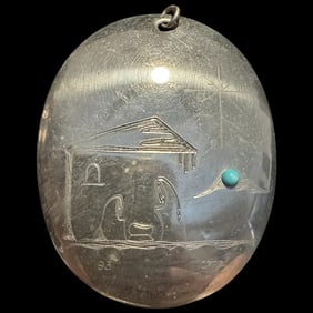 Native American Navajo artis Fred Ortiz 93 , Navajo artist Estate Jewelry pendant