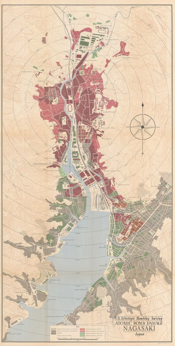U.S. Strategic Bombing Survey. Atomic Bomb Damage. Nagasaki, Japan. AMS 1946 map (1 of 1)