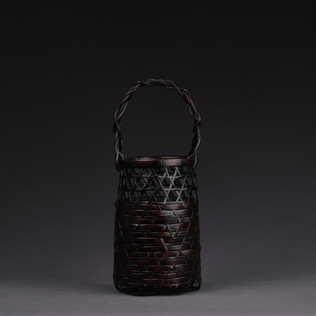 Japanese bamboo woven flower basket: Title:Japanese bamboo woven flower basket Origin:Asian private collection Date/Period:20th C / Materials:bamboo Description:Size: about 12x12x29 cm Japanese exquisite bamboo woven flower baskets. hand