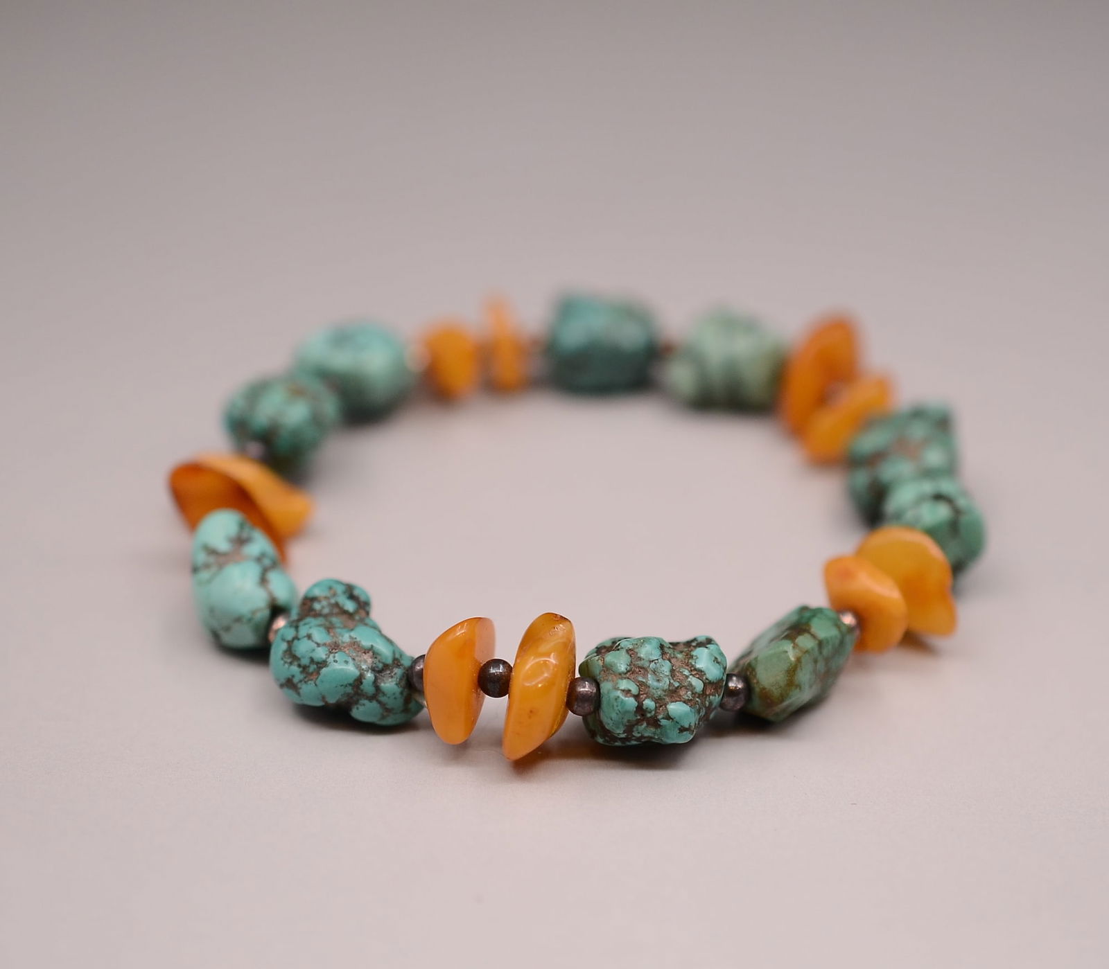 Tibetan Turquoise Amber Bracelet (1 of 4)